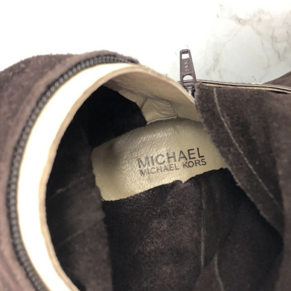 Michael Kors Chocolate Brown Suede Leather Wedge Tall Boots 6 - Picture 8 of 9